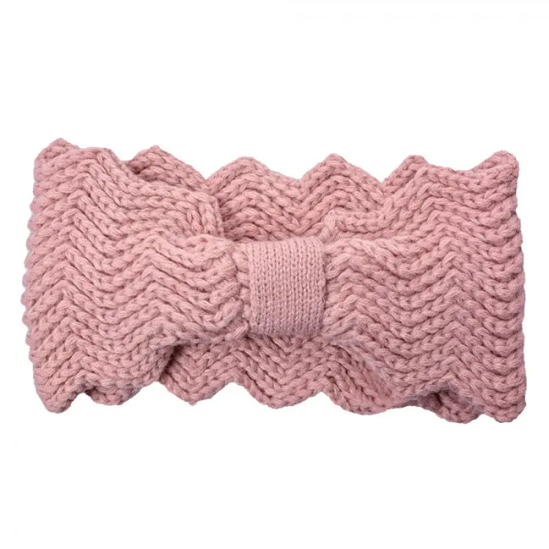 Zimní pletená čelenka růžová Zig-Zag – 10x22 cm