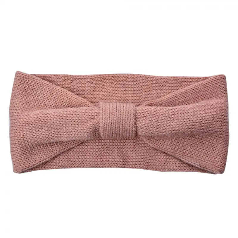 Zimní basic pletená čelenka růžová – 10x22 cm