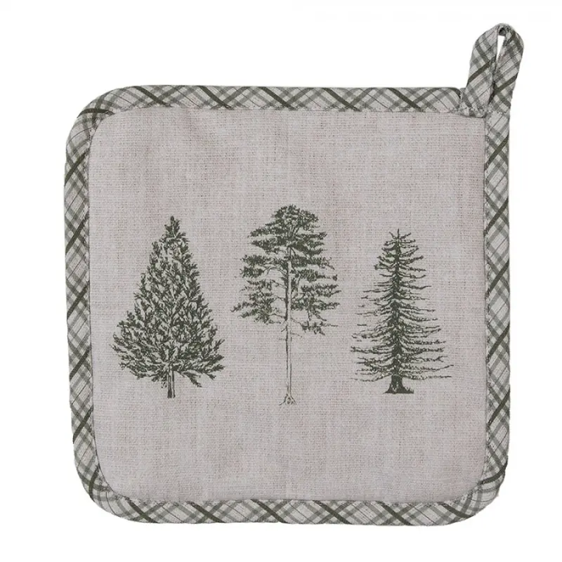 Bavlněná chňapka / podložka pod hrnec se vzorem jehličnatých stromů Natural Pine Trees – 20x20 cm