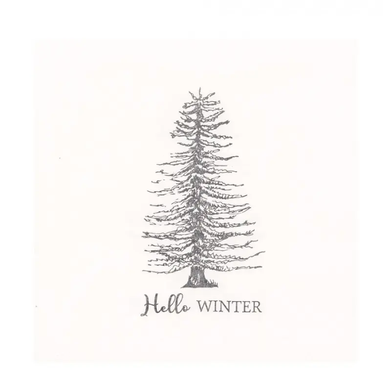 Bílé papírové ubrousky se stromem Hello Winter - 33*33 cm (20ks) Clayre & Eef
