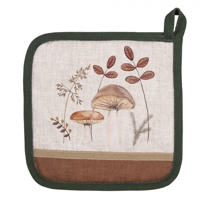 Bavlněná chňapka / podložka pod hrnec s podzimním motivem přírody a houbiček Little Fall Jewels – 20x20 cm