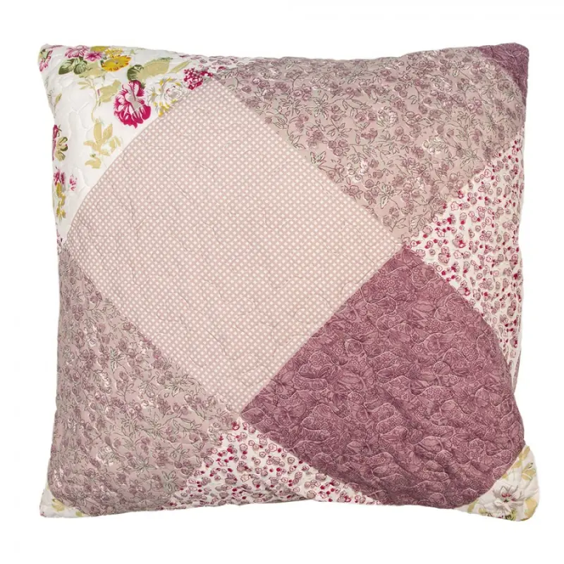 Fialový patchwork povlak na polštář s drobnými květy Selma L – 50x50 cm