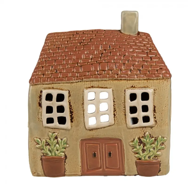 Zelený keramický domeček na čajovou svíčku Houthem XXIII – 17x10x19 cm