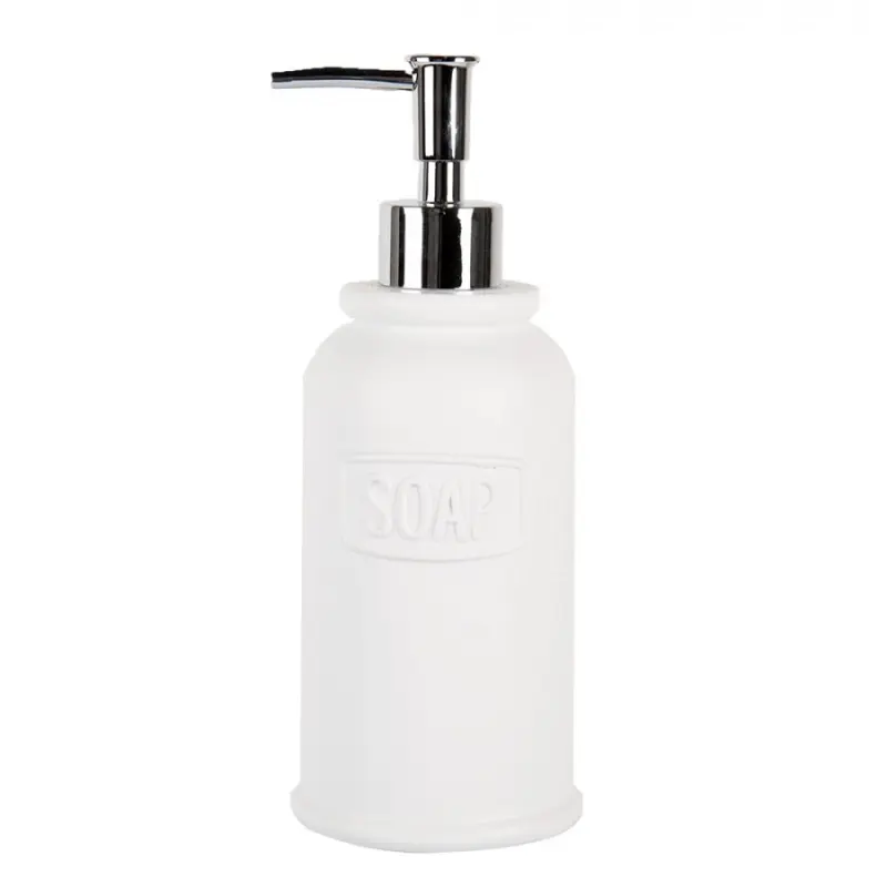 Bílý zásobník na mýdlo s reliéfem Soap – 350 ml