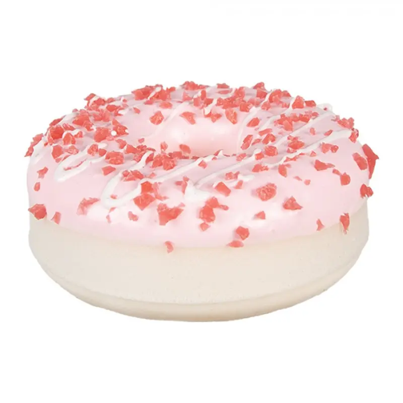 Dekorace plastový donut s růžovou polevou – 8x3 cm