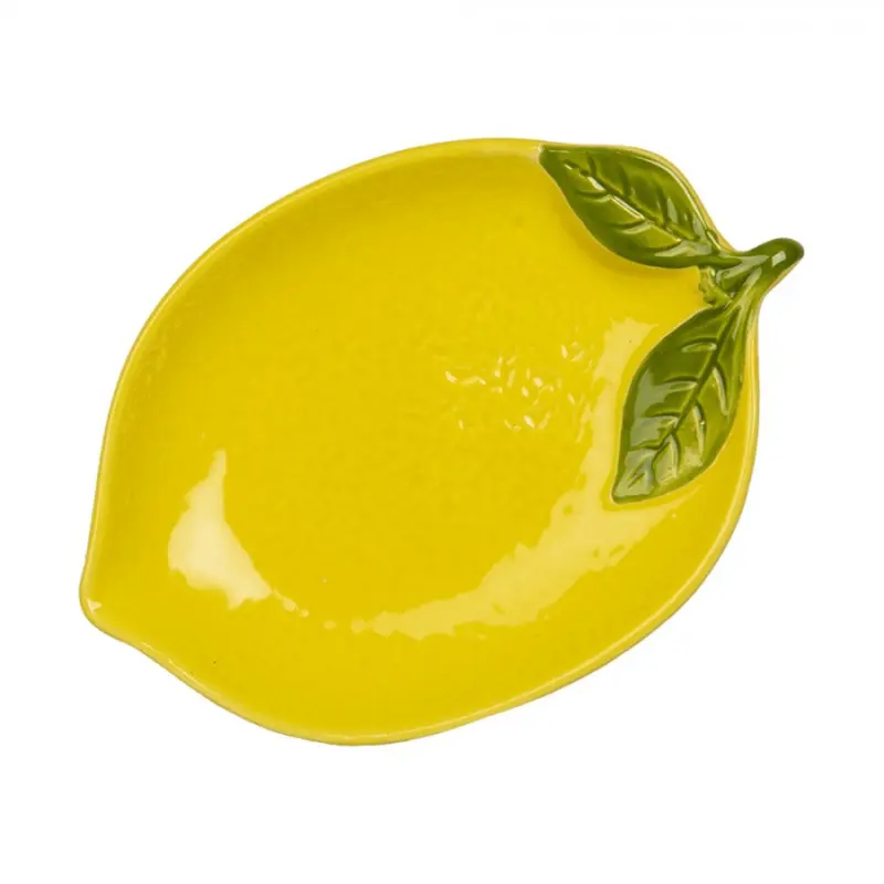 Žlutá keramická miska ve tvaru citronu M – 15 cm