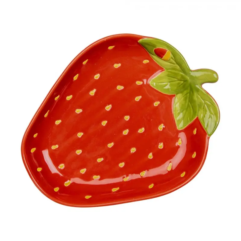 Červená keramická miska ve tvaru jahody L – 23x18x3 cm