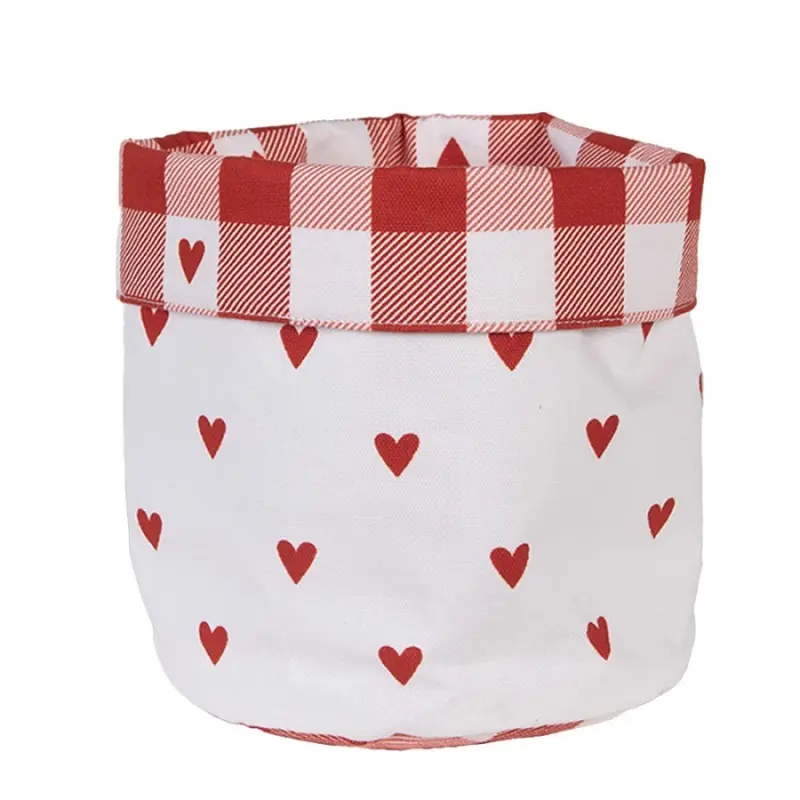 Červeno-bílý bavlněný košík na pečivo se srdíčky Love It – 15x16 cm