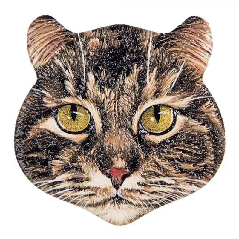 Hnědý keramický magnet kočička – 7x7 cm