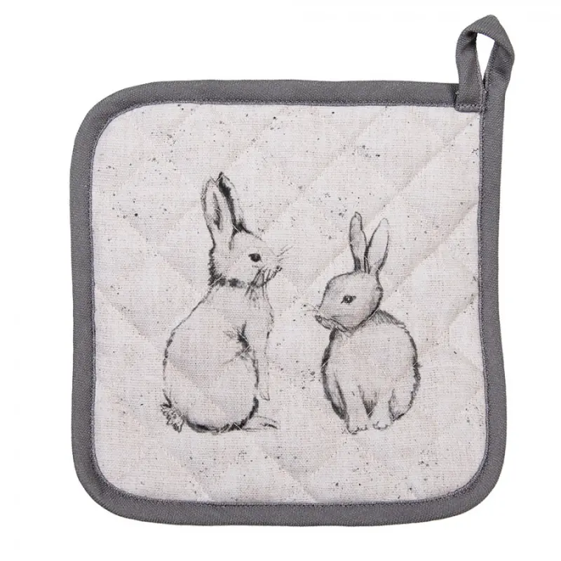 Bavlněná chňapka / podložka pod hrnec s králíčky Bunny Buddies – 20x20 cm