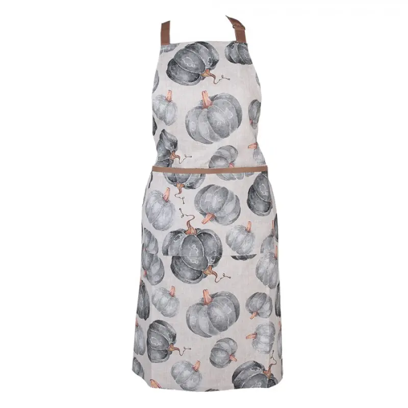 Šedo-béžová bavlněná kuchyňská zástěra s dýněmi Country Style Pumpkin – 70x85 cm