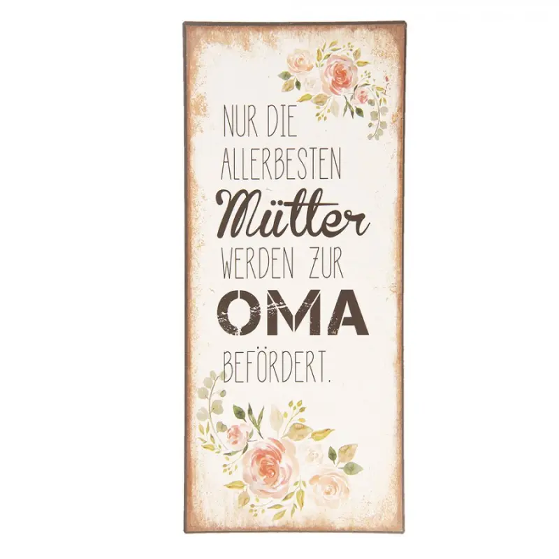 Béžová nástěnná kovová cedule Oma – 13x30 cm