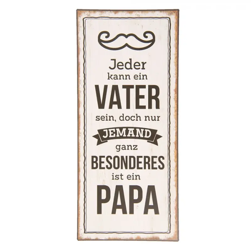 Bílá nástěnná kovová cedule ein Papa – 13x30 cm