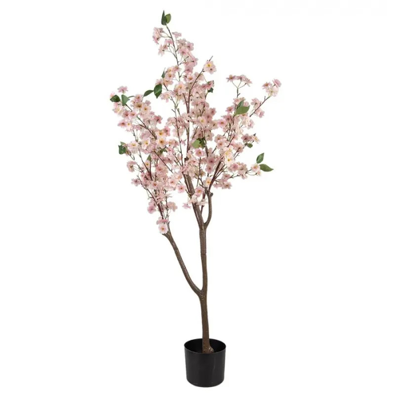 Velká umělá rostlina rozkvetlá růžová třešeň – 120 cm