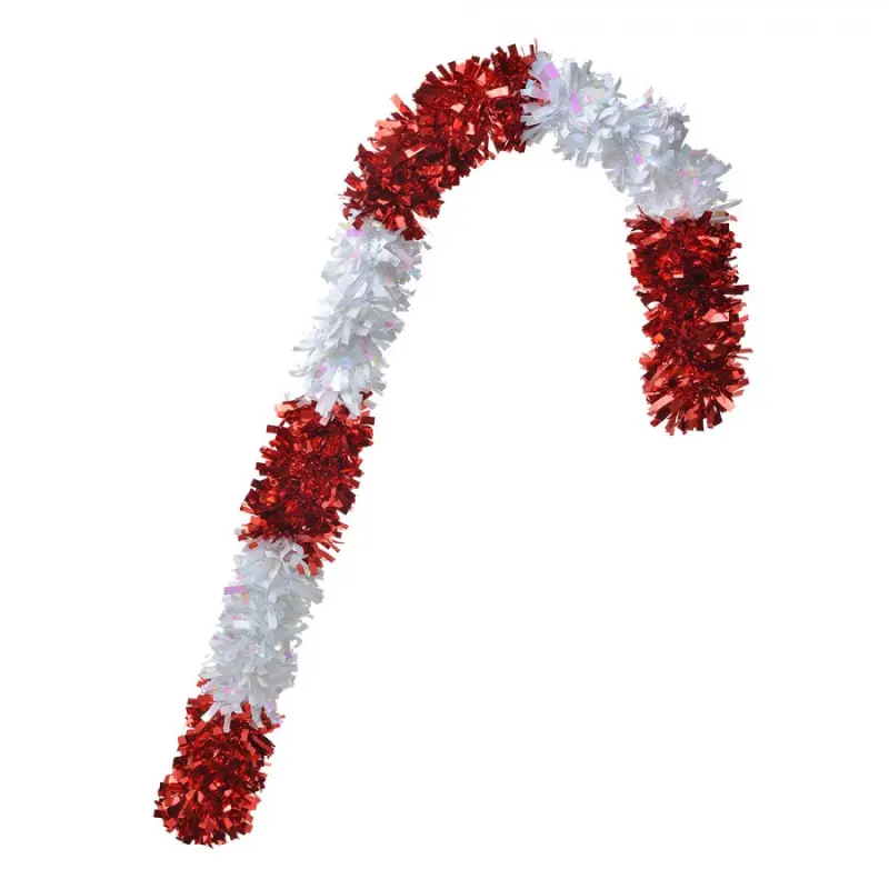 Bílo-červená vánoční dekorace Candy Cane ze střapatého řetězu S – 72 cm