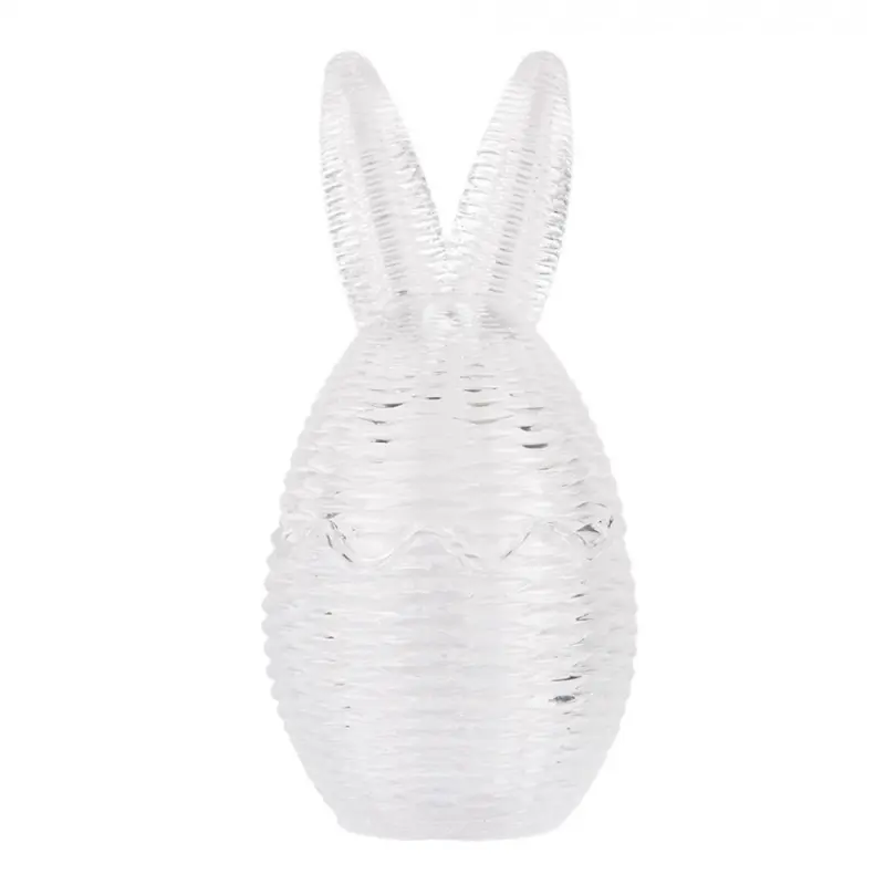 Skleněná dóza s víkem vajíčko s oušky proutěný design - Ø 8*17 cm Clayre & Eef