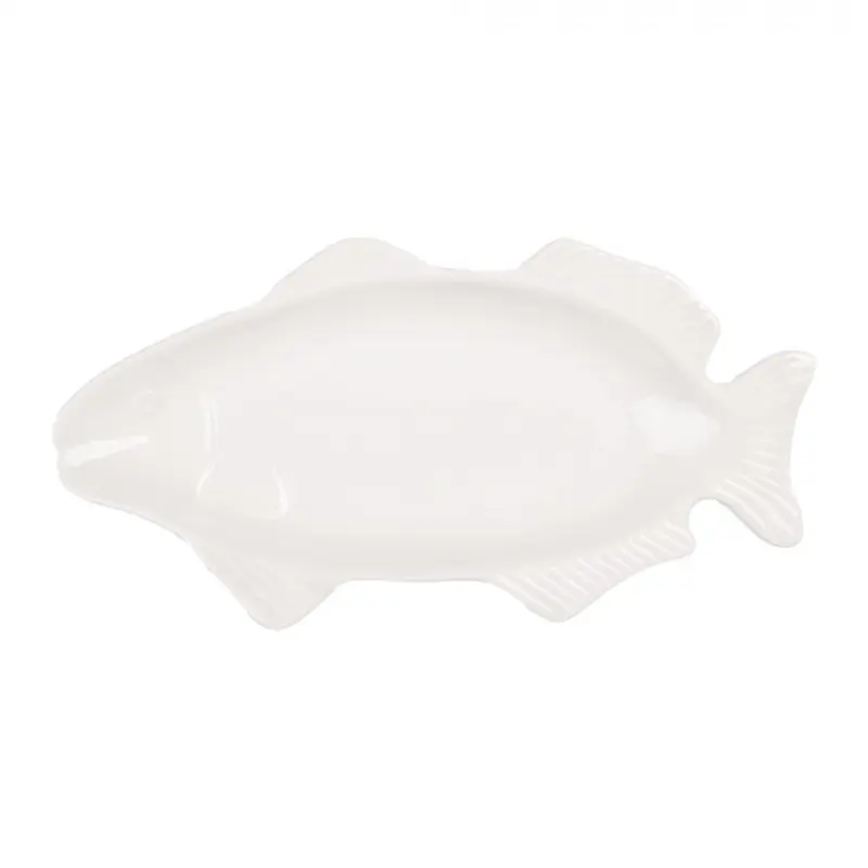 Bílá porcelánová miska ve tvaru ryby – 30x15x3 cm