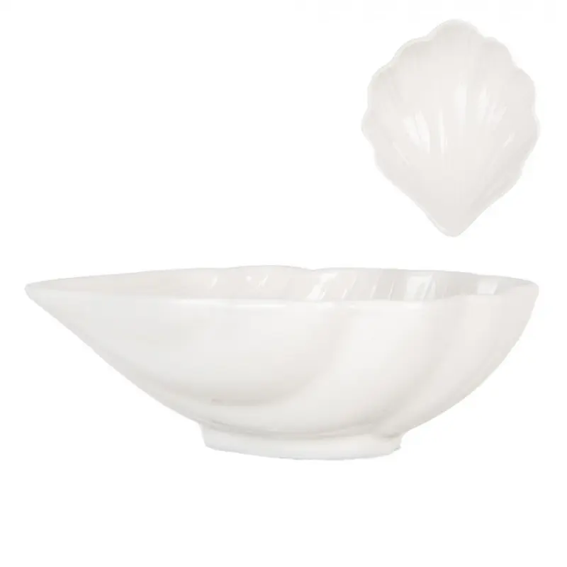 Bílá porcelánová miska ve tvaru mušle – 12x10x4 cm