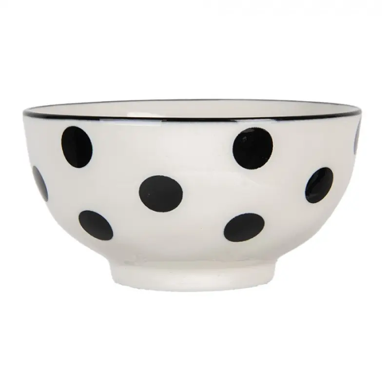 Bílá keramická miska s černými puntíky Black Dot – 125 ml