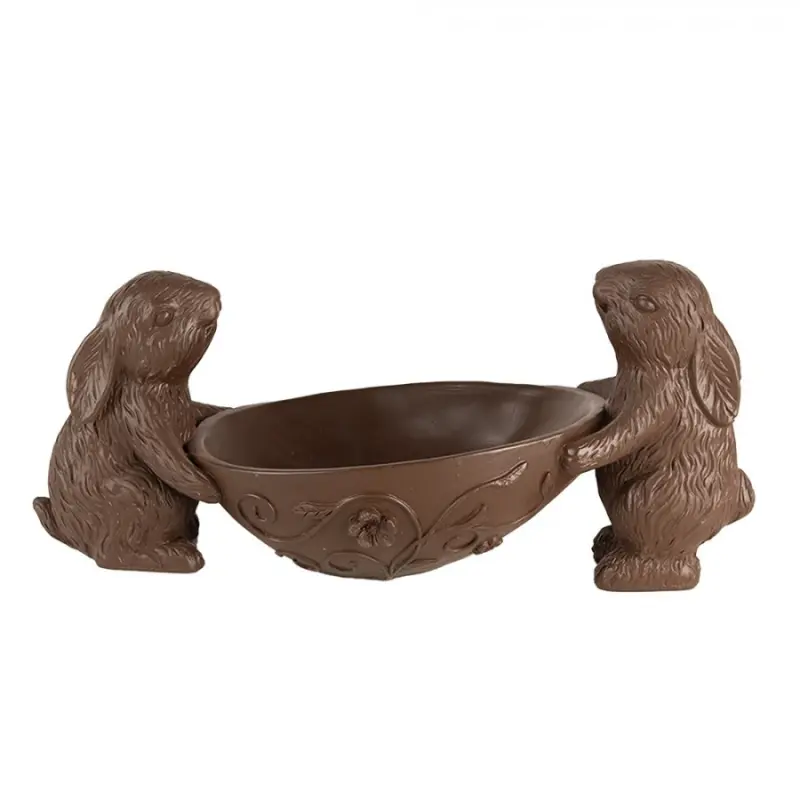 Velikonoční dekorace čokoládoví králíčci držící rozpůlené vajíčko Zoete Pasen – 34x15x15 cm