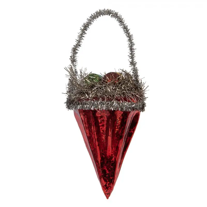 Červená skleněná vánoční ozdoba Jacoba – 6x6x10 cm