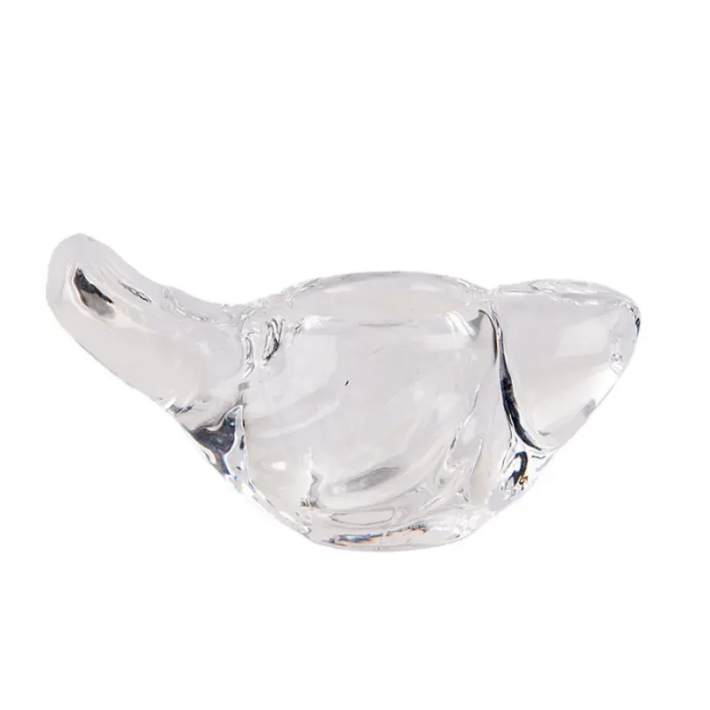 Transparentní skleněný svícen na úzkou svíčku ve tvaru ptáčka - 8*4*5 cm Clayre & Eef
