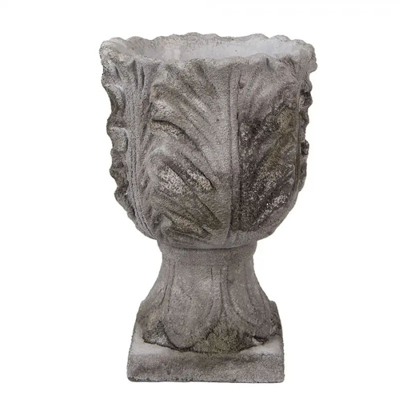 Šedý obal na květináč antický sloup – 16x24 cm