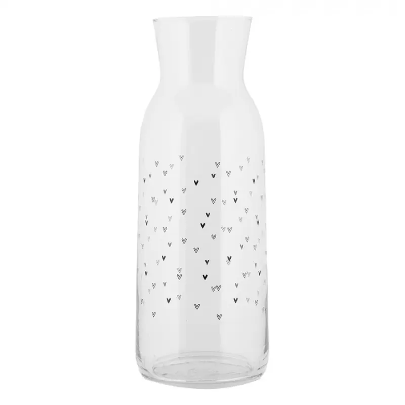 Skleněná karafa na vodu se záplavou srdíček – 1000 ml