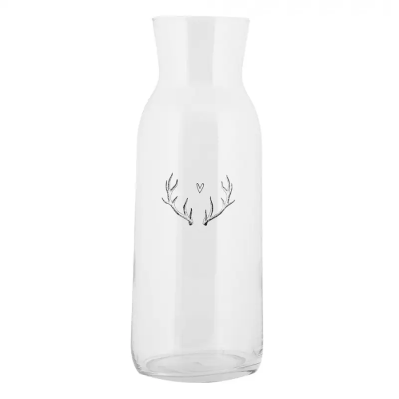 Skleněná karafa na vodu s parohy a srdíčkem Natural Winter Vibes – 1000 ml