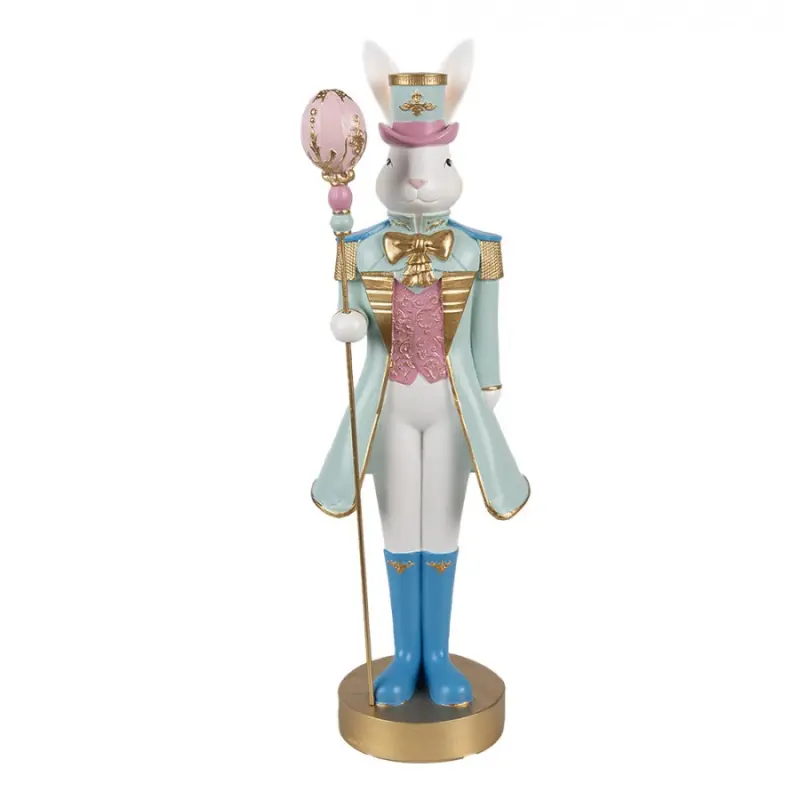 Modrá dortová figurka bílý zajíček principál – 10x9x31 cm