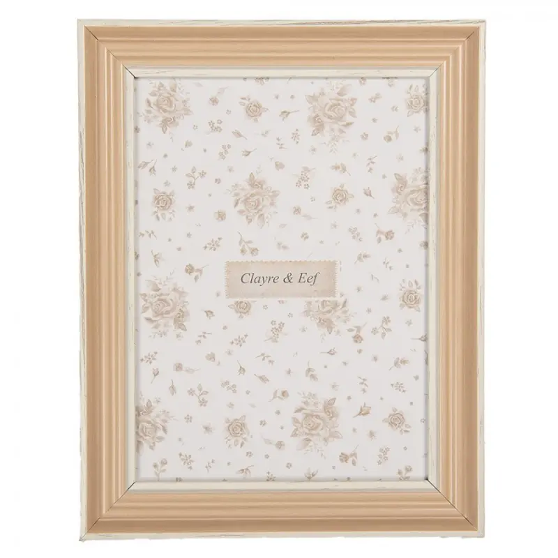Béžový dřevěný fotorámeček Keer L – na fotografii o průměru 15x20 cm