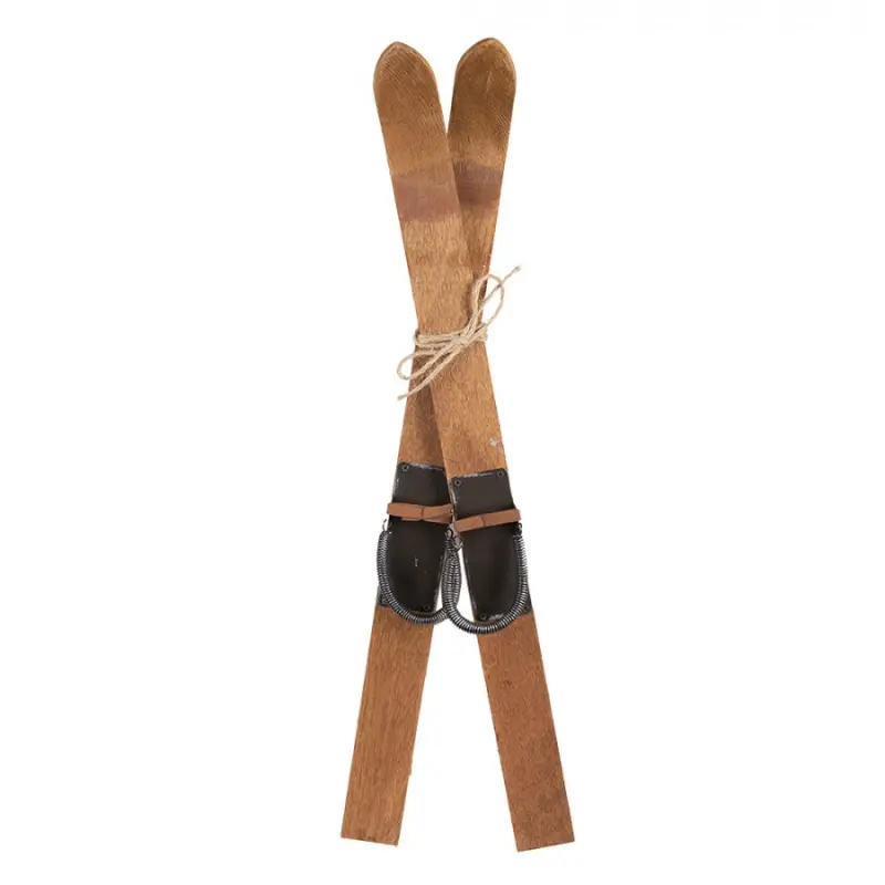 Hnědá antik dřevěná dekorace lyže Ski Vintage - 5*3*60 cm Clayre & Eef