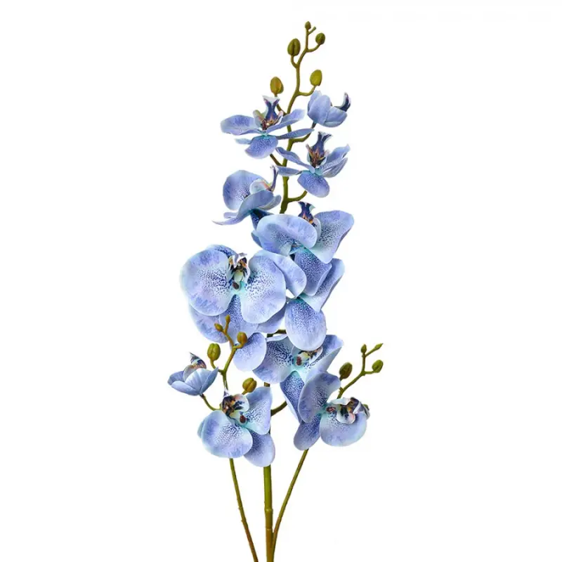 Umělá rostlina modrofialová rozkvetlá orchidej – 116 cm
