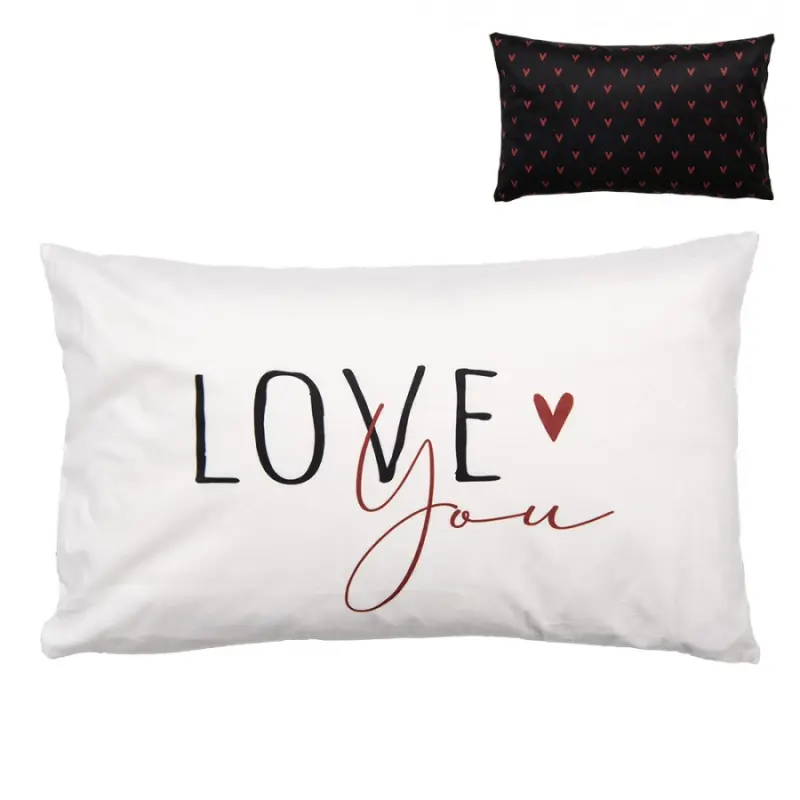 Černo-bílý obdélníkový s nápisem Love You a červenými elementy Happy and Smile – 30x50 cm