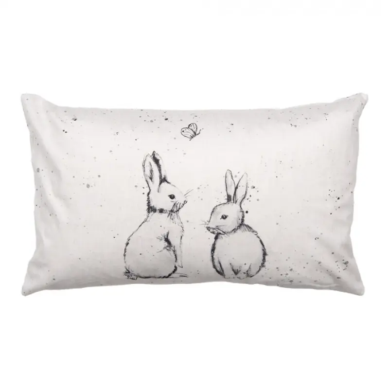 Béžový obdélníkový povlak na polštář s králíčky Bunny Buddies – 30x50 cm