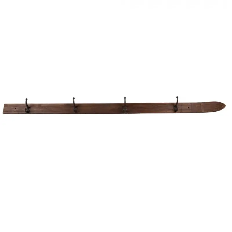 Dřevěný věšák na kabáty se 4 háčky ve tvaru vintage lyže – 170x8x12 cm