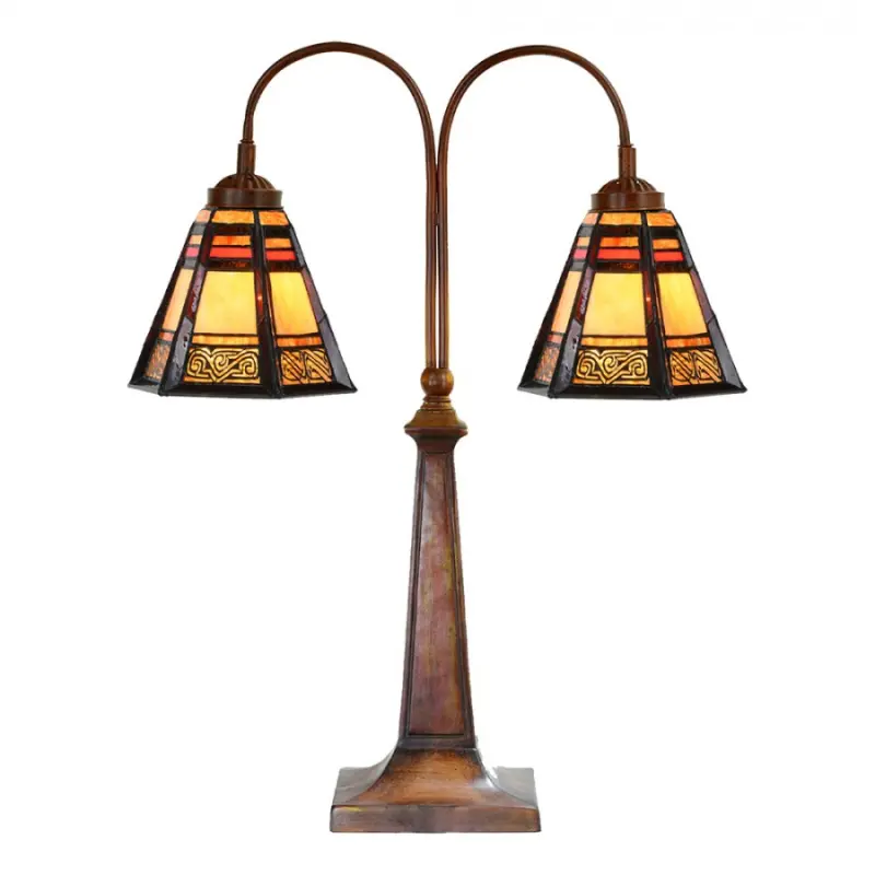 Stolní lampa Tiffany na 2 žárovky Maycee – 48x19x64 cm