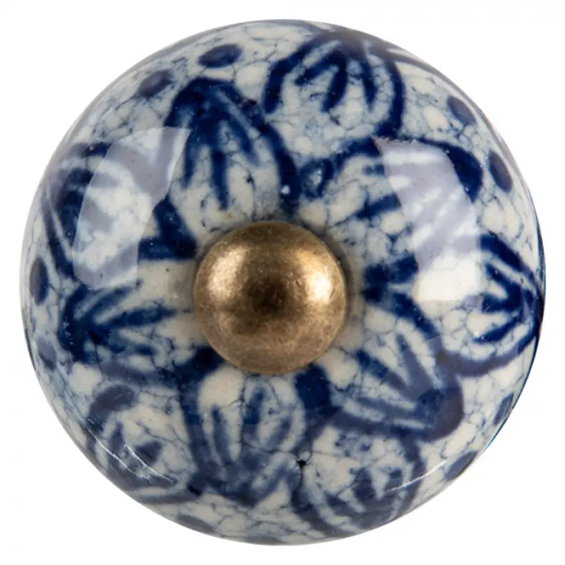 Modro-bílá keramická úchytka Roesia – 3x3 cm