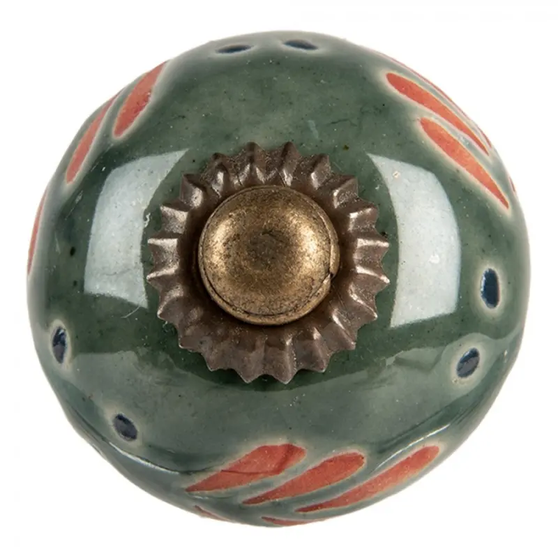 Zeleno-oranžová keramická úchytka Quesnel I – 3x3 cm