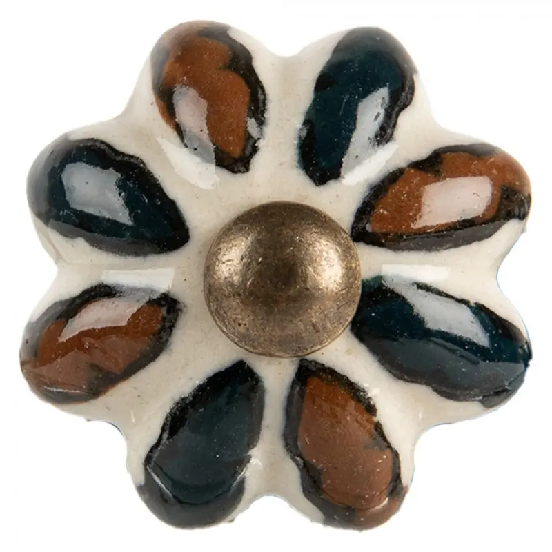 Hnědo-béžová keramická úchytka Nicola V – 3x3 cm