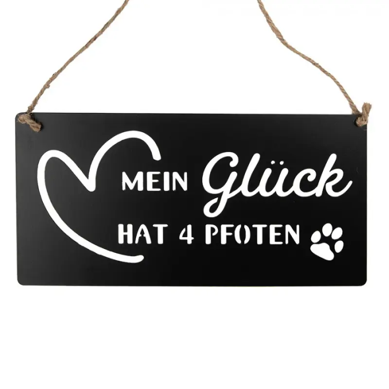 Černá kovová cedule s průřezy Šťastné tlapky 30x15 cm