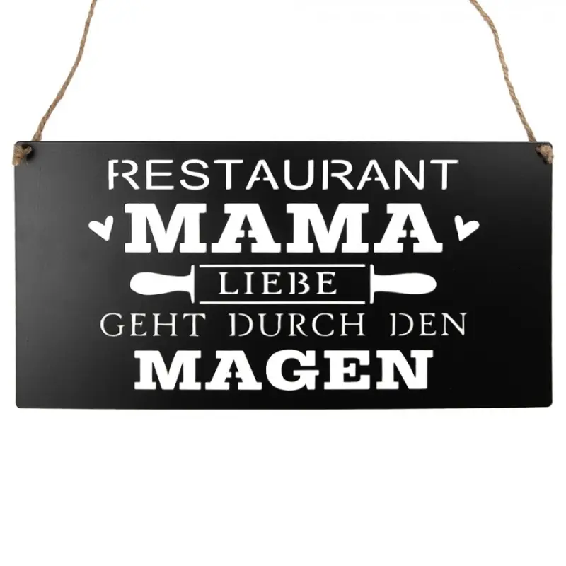 Černá kovová cedule s průřezy Restaurant Mama 40x20 cm
