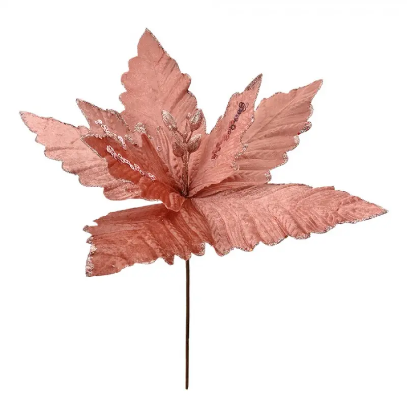 Růžovo-stříbrná umělá rostlina pryšec / vánoční hvězda Poinsettia – 45x52 cm