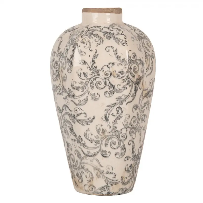Keramická váza s šedými ornamenty Annemiek S – 17x30 cm