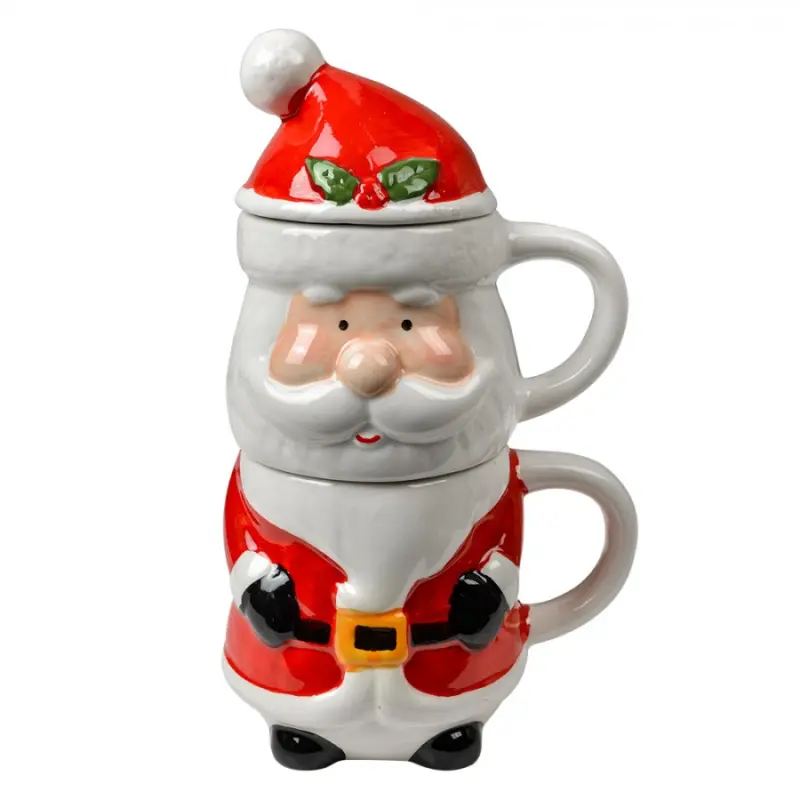 Sada vánočních hrníčků Santa Claus s pokličkou – 300 / 375 ml