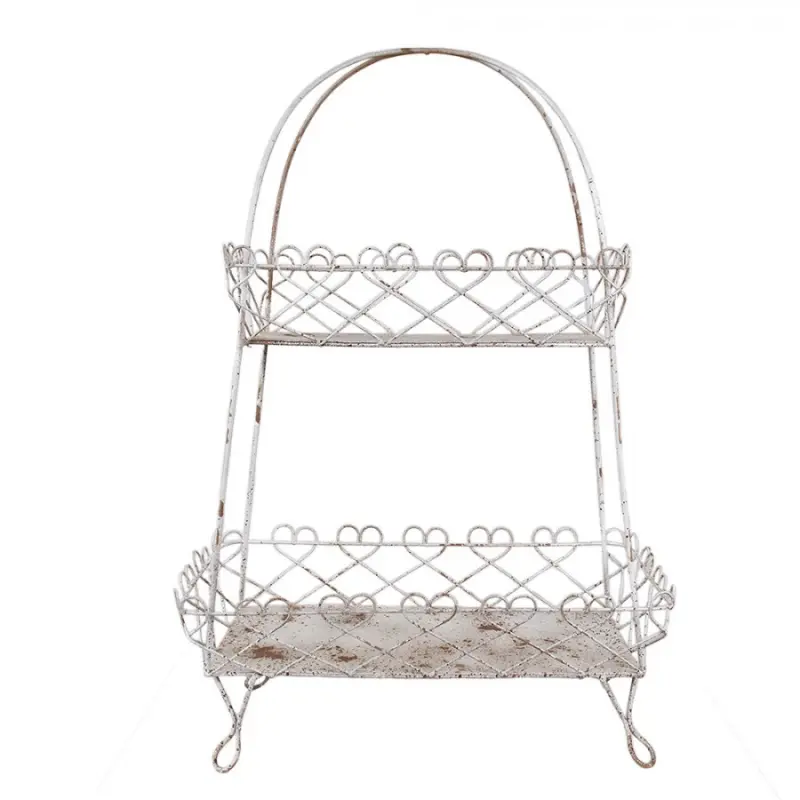 Bílý drátěný etažér se 2 košíky Katrien – 47x24x66 cm