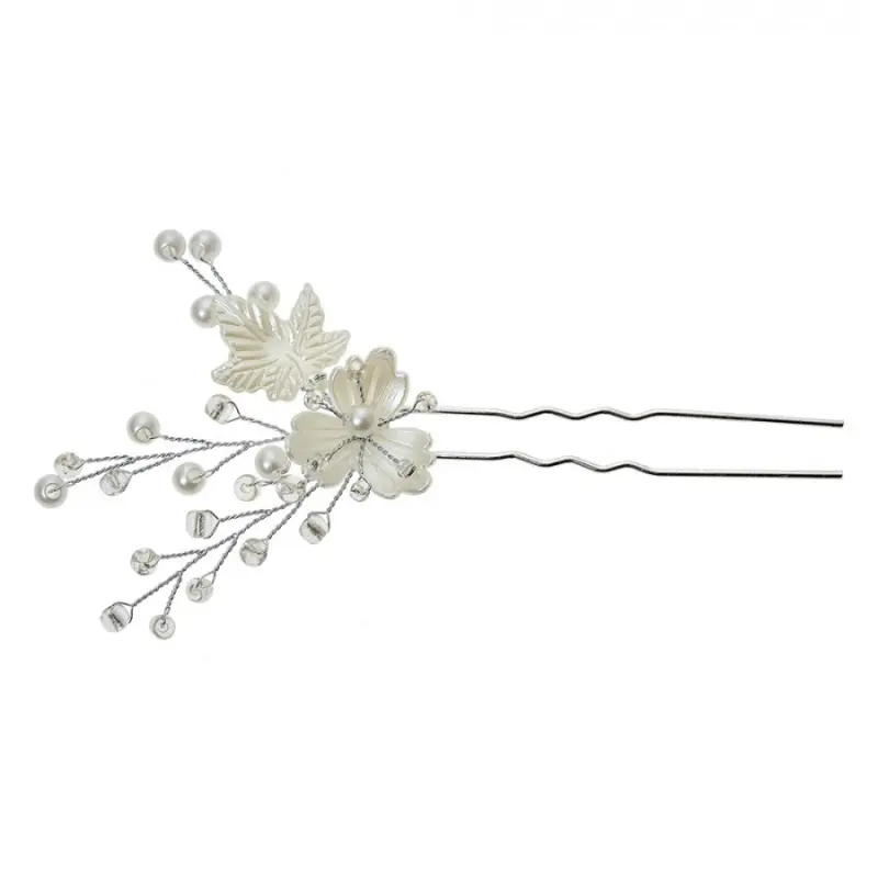 Bílá svatební sponka / pinetka Bruid IV – 11 cm