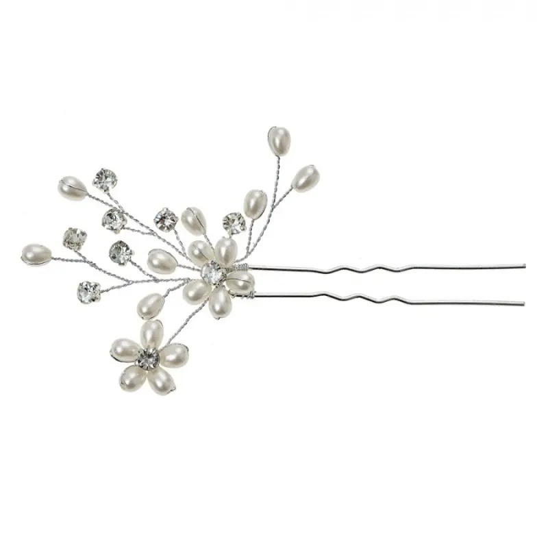 Bílá svatební sponka / pinetka Bruid V – 12 cm