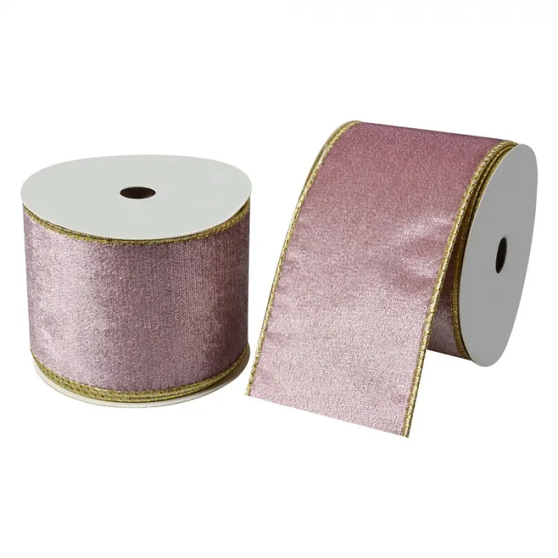 Růžová ozdobná stužka sametová – 63 mm x 5 m