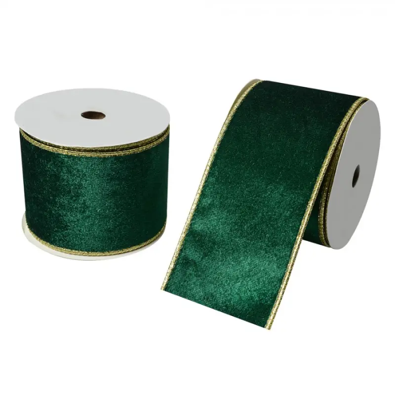 Zelená ozdobná stužka sametová – 63 mm x 5 m